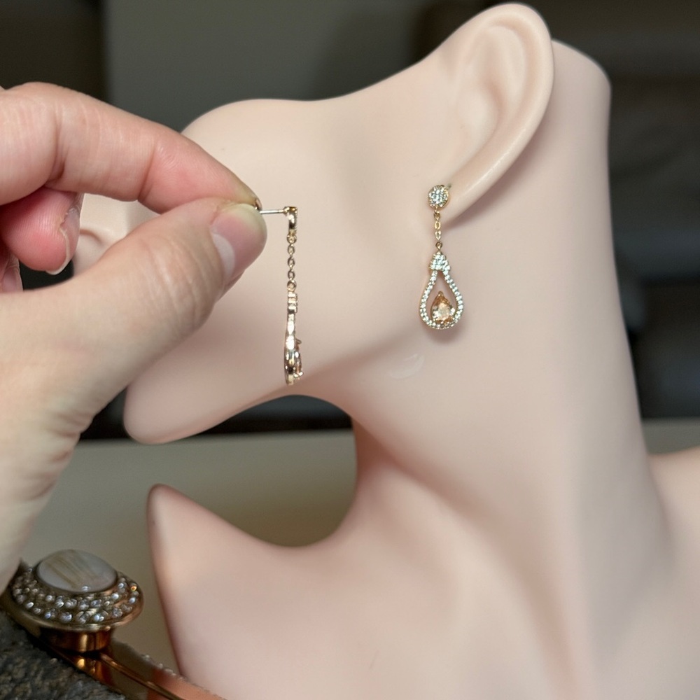Elegant Gold Light Bulb Drop Earrings View 5